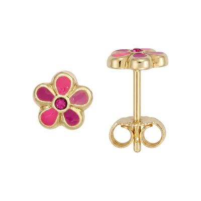 Paar Ohrstecker JOBO "Blume", gold (gelbgold 333), Ohrringe, Damen, 6,6mm, Gelbgold 333, 333 Gold mit Glassteinen