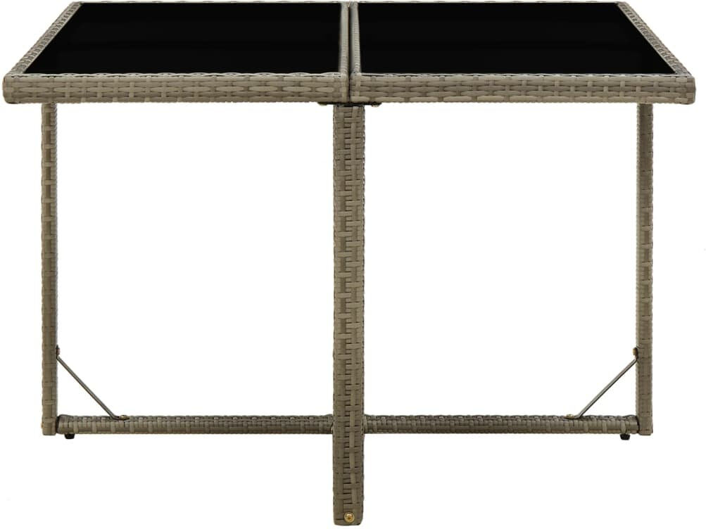 Ebern Designs Elyah Rectangular Glass Steel Outdoor Dining Table - 109 cm W 107 cm D Grey