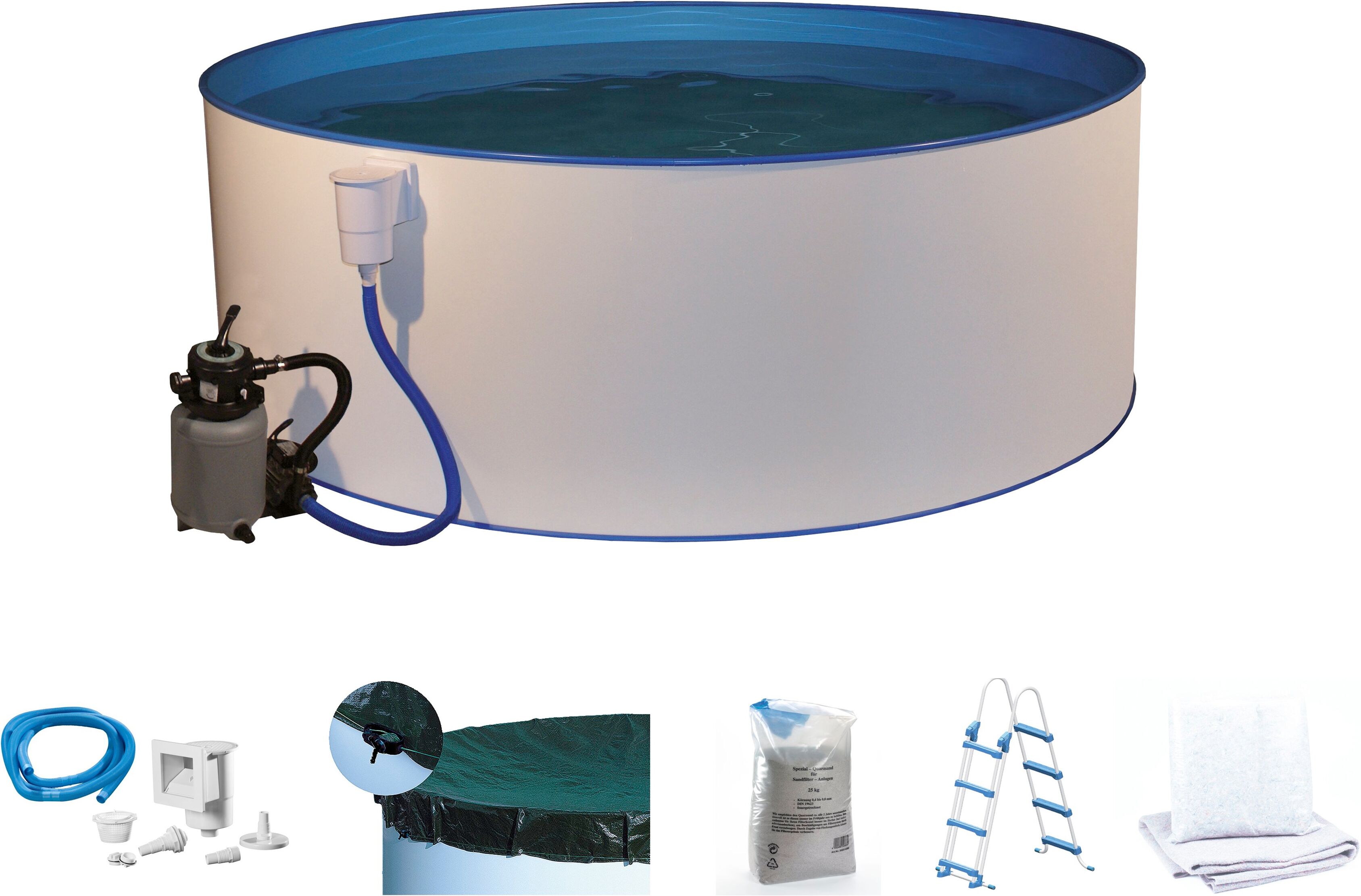 Rundpool MY POOL BWT "inkl. Sicherheitsleiter und weiterem Zubehör", weiß, H:120cm Ø:350cm, Schwimmbecken, Rundpool, in verschiedenen Größen