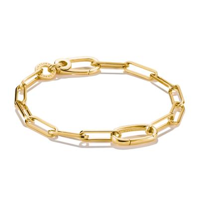 Charm-Armband THOMAS SABO "Charm Club Connect: Paperclip mit einem Connect Link" Gr. 17, gold (gelbgoldfarben), Armbänder, Damen, 17, Silber 925 (recycelt), Charm-Armband