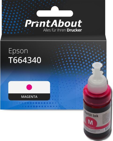 PrintAbout Druckerpatrone kompatibel mit Epson T664340 - Magenta