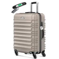 KESSER® Reisekoffer Hartschalen-Koffer Inkl. Kofferwaage + Gepäckanhänger Trolley Gepäck Rollkoffer Zahlenschloss 4 Rollen ABS-Hartschale Teleskopgriff
