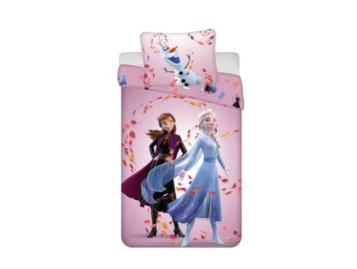 Jerry Fabrics Kinderbettwäsche Frozen - Die Eiskönigin - Völlig unverfroren - Bettbezug 140 x 200 cm + Kissenbezug 60 x 80 cm - Baumwolle Öko-Tex Standard - für Mädchen - Die Eiskönigin
