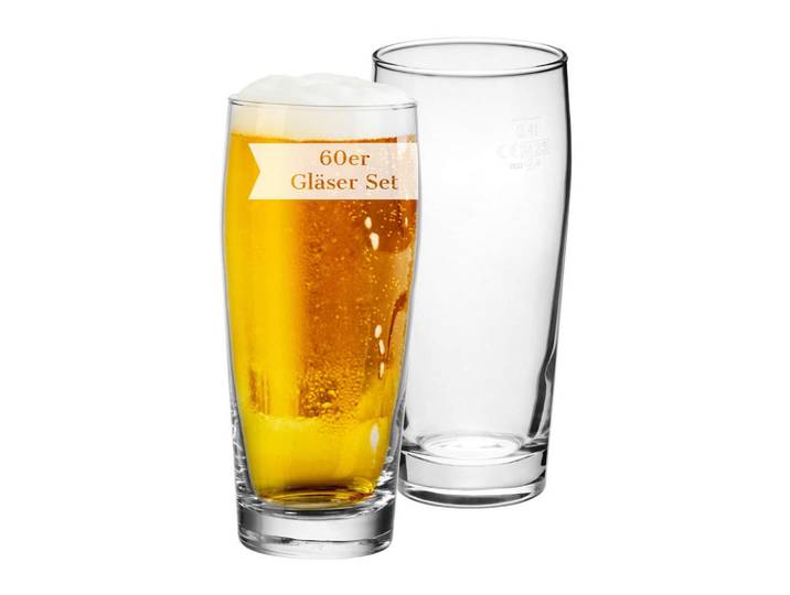 Van Well Willi Becher Geeicht Willy transparent 0,4 l 60er Set, Transparent, Glas, Gläser, Biergläser