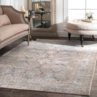 Nuloom Ivory/Blue/Taupe Traditional Ornamental Diamonds Area Rug