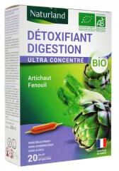 Naturland Complexe Détoxifiant Bio - 30 Ampoules Buvables de 15 ml - Boîte 20 ampoules de 10 ml
