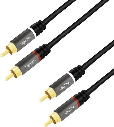 LogiLink CA1201 Cinch Audio Anschlusskabel 0.5m Schwarz Geschirmt, Farbcodiert