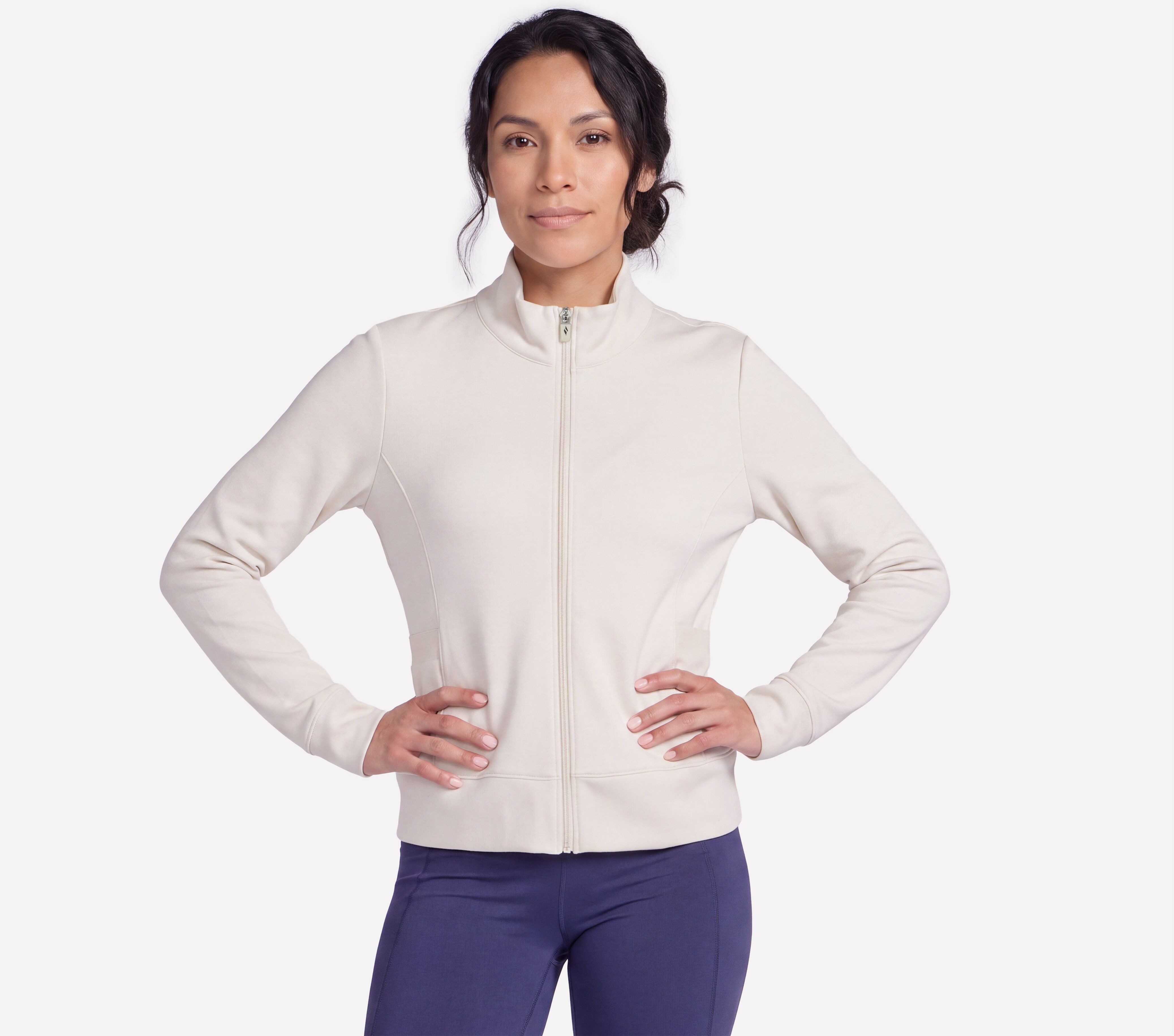 Trainingsjacke SKECHERS "Women's Jacket", Damen, Gr. XXL, light birch, Obermaterial: 53% Viskose, 39% Polyester, 8% Elasthan, Jacken Trainingsjacke, für Sportmode und Fitness, mit flexibler Passform light birch XXL