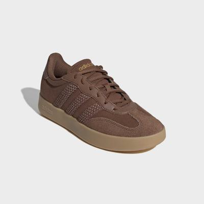 Sneaker ADIDAS SPORTSWEAR "BARREDA", Damen, Gr. 42, braun (preloved braun, preloved braun, gold metallic), Leder, Textil, Schuhe Sneaker
