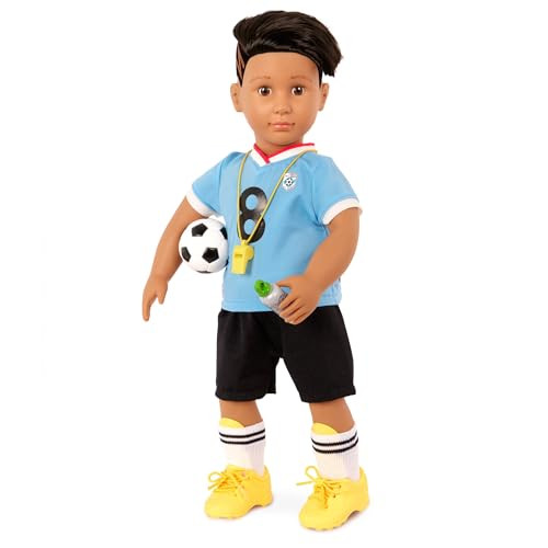 Our Generation Mateo beweegbare jongenspop met voetbaloutfit, 46 cm