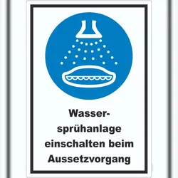 HB-Druck Wassersprühanlage einschalten beim Aussetzvorgang Aufkleber A4 (210x297mm)
