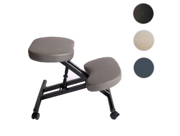Siège assis à genoux MCW-E10 appui-genoux similicuir métal gris foncé matt