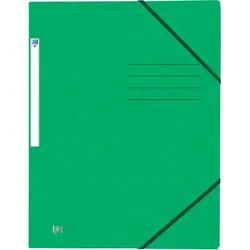 Oxford Eckspannmappe, DIN A4, 390g, grün 3 Einschlagklappen, Gummiband,