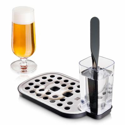 VACU VIN Hausbar Bierstation, Bier-Ablaufbrett, Getränkeunterlage, mit Bierklinge, Kunststoff, Edelstahl, Grau, 77010606