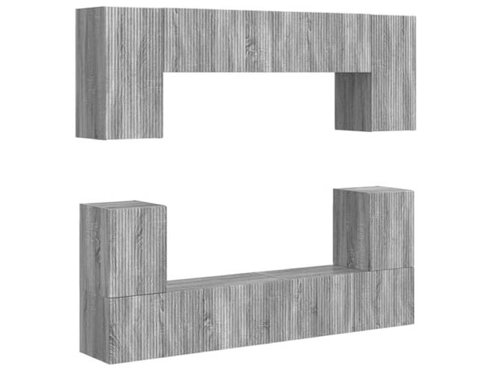 KTHLBRH TV-Möbel-Set, 5 Stück, Grau, Sonoma-Holz, technisch Modernes rechteckiges Design, wandmontierte Struktur, platzsparende Komponenten, leicht zu reinigende Oberflächen
