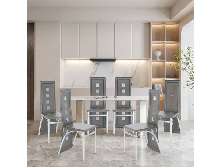 Lot de 6 chaises de salle à manger design à six trous chaise ergonomique gris QUIIENCLEE