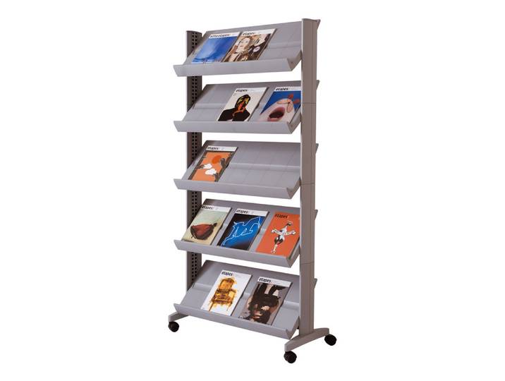 Présentoir mobile Large easyDisplays sur roulettes PAPERFLOW - 15 cases - Coloris aluminium