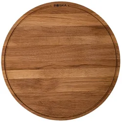 Boska Pizzabrett Friends XL / Pizza Teller / Eichenholz / ⌀40cm / Pizza Blech Rund mit Praktischer Auffangrinne / Auch zum Frühstück, Mittag- und Abendessen