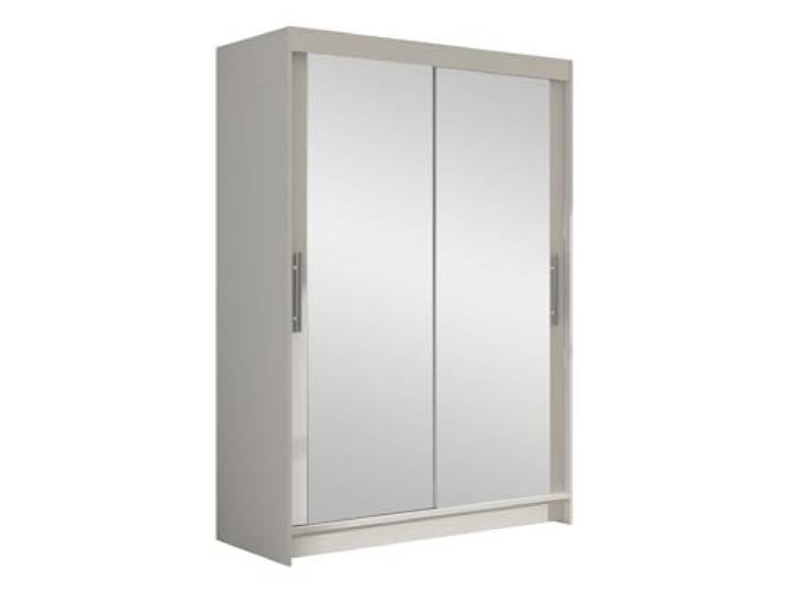 Mirjan24 Kleiderschrank Miami VII mit Spiegel, Modernes Schiebetürenschrank, Schlafzimmerschrank, Garderobenschrank für Schlafzimmer (Weiß, ohne Beleuchtung)