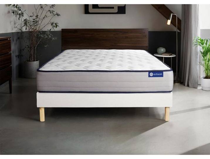 Ensemble Matelas Sommier 135x190 cm - Actilatex Form - Sommier Kit Blanc