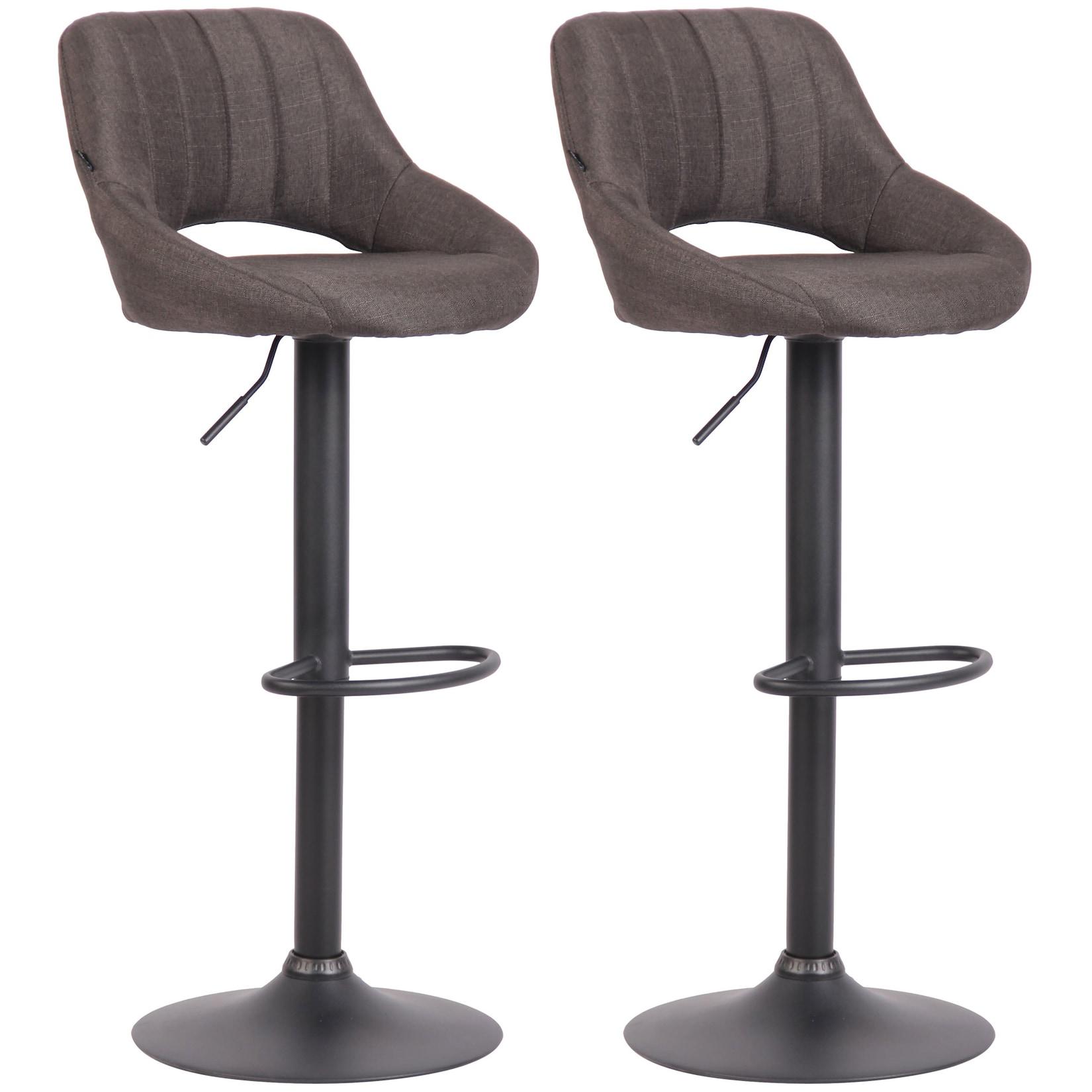 CLP Barhocker 2er Set höhenverstellbar mit Lehne Milet, Barstühle gepolstert Stoffbezüge, Tresenstühle mit Metallgestellen drehbar,