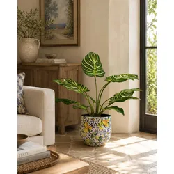 Kunstpflanze mit Topf Calathea 65 cm und Lemon Fusion Gefäß