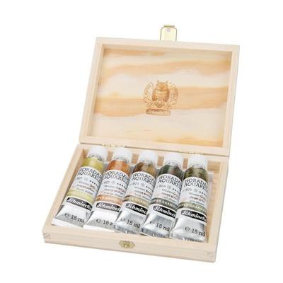 Schmincke Horadam Aquarell, Super Granulation Set Wüste im Holzkasten, 5 x 15 ml Tuben
