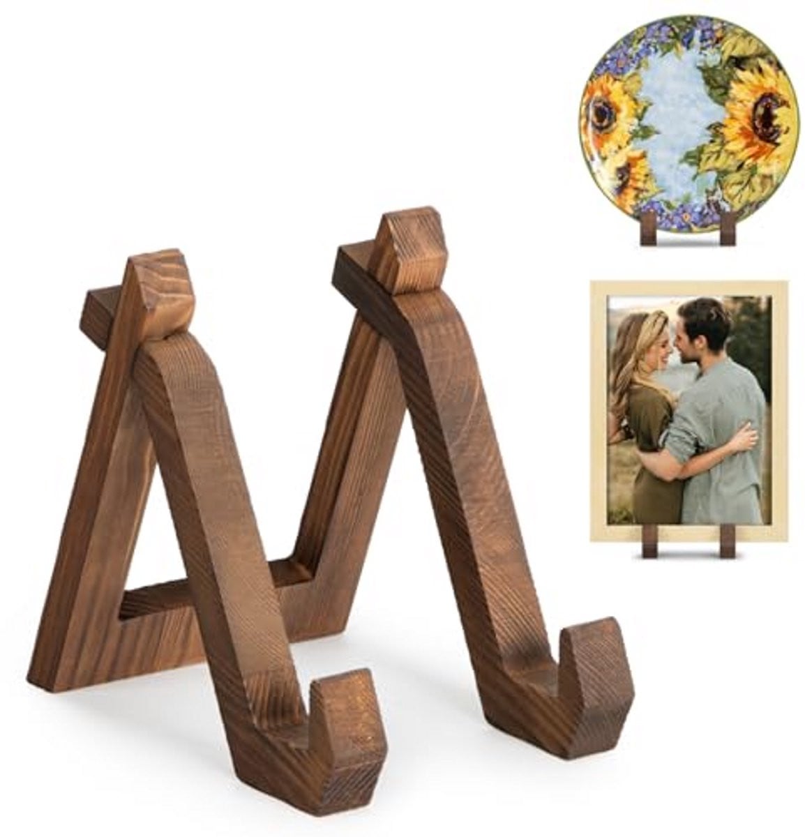 Houten Plaatdisplaystandaard 15cm - Decoratieve Fotolijst en Plaathouder