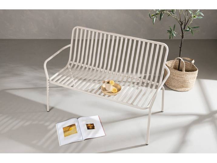 Gartenbank Rover - in beigefarbener oder schwarzer Aluminiumoptik - Beige - Luxusbetten24