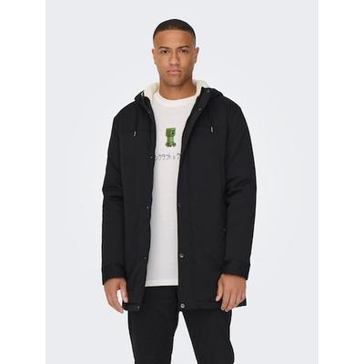Parka ONLY & SONS "ONSALEXANDER LIFE PARKA OTW VD", Herren, Gr. XL, schwarz, Web, Obermaterial: 100% Polyester, unifarben, regular fit Po-bedeckend, gerader Abschluss, Jacken Parka, Polyester, regular fit