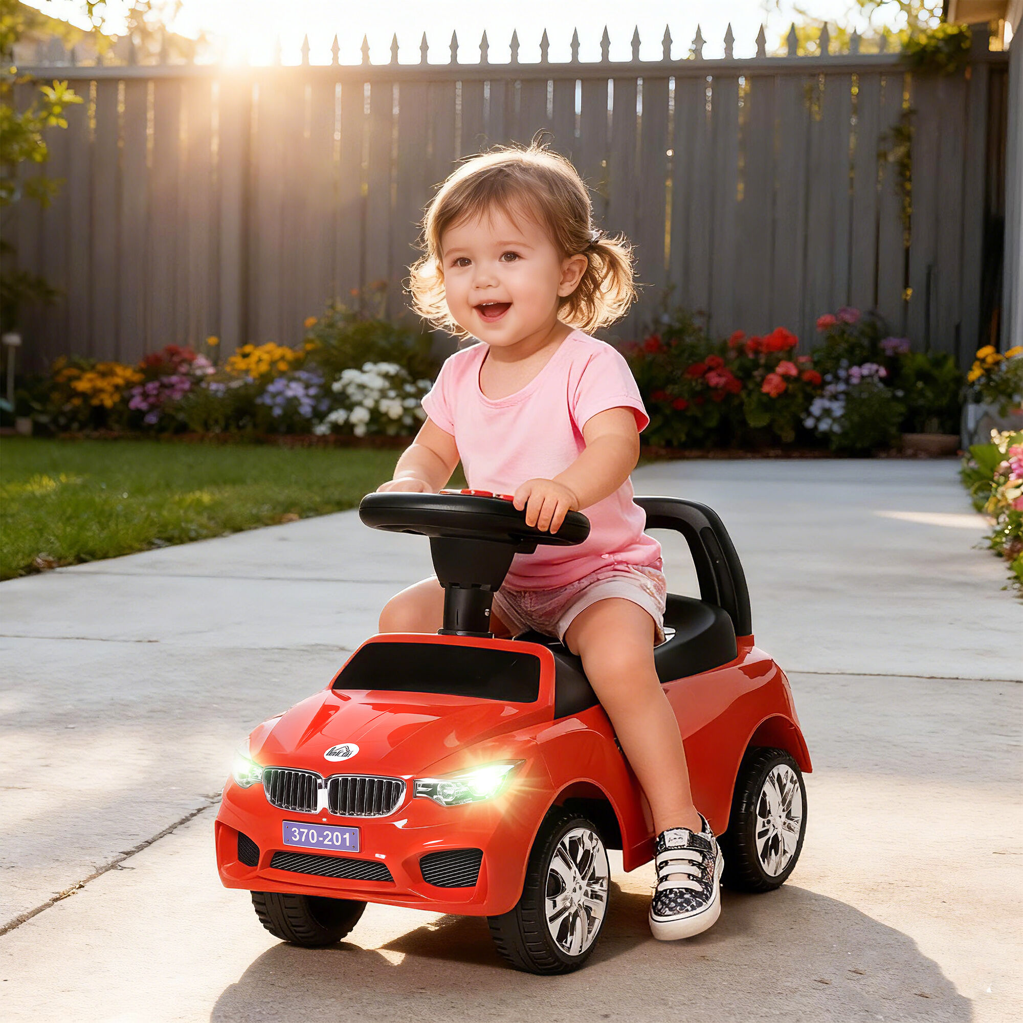Altro Macchinina Per Bambini Cavalcabile Con Volante, Fari E Musiche, Età 18-36 Mesi, Rosso