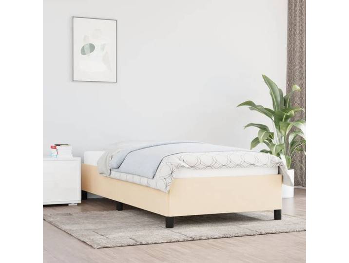 Cadre lit tissu crème 90x190cm sans matelas