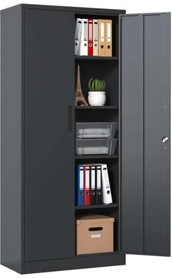 Ostweer Modern Filing Cabinet, Metal Garage Storage Cabinet with Doors and 4 Shelves, for Home Office, Classroom/Pantry