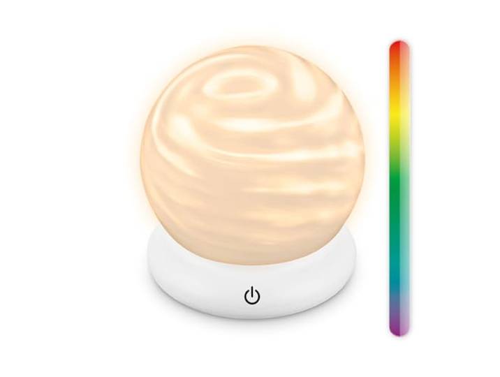 BRILONER - LED Tischlampe kabellos mit Lichteffekt, RGB bunte Lichtfarben, warmweißes Licht, Akku Tischleuchte, Nachttischlampe, LED Lampe, Nachtlicht, Tischlampe Akku, 15x16,5 cm, Weiß