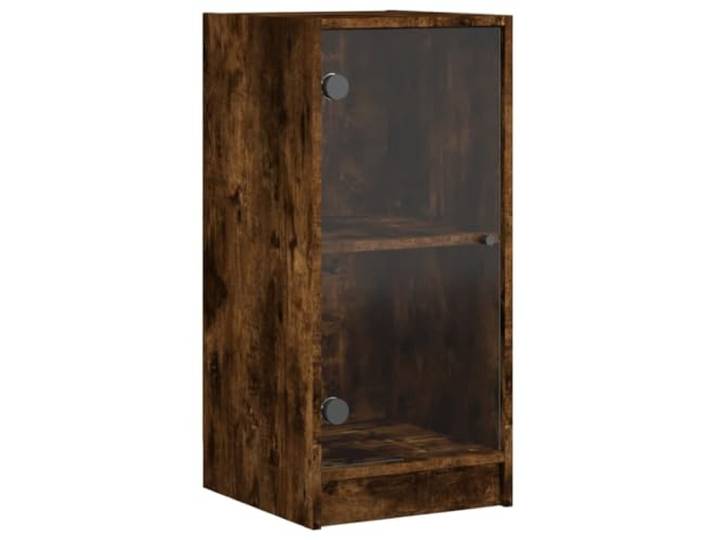 HKTMGDNG Beistellschrank mit Glastüren Räuchereiche 35x37x75,5 cm Kompakte Vitrine fürs Wohnzimmer mit robuster Holzwerkstoff-Konstruktion und Kippschutz für sicheren Stand.