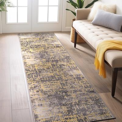 World Rug Gallery Distressed Abstract Design Blue Area Rug