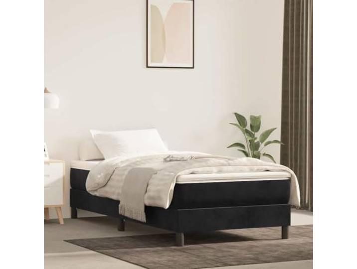 KTHLBRH Taschenfederkernmatratze Mittel Schwarz 80x220x20 cm Samt Samtbezug, Taschenfedern, Komfortschaum, mittelharte Stützung, geräuschdämpfend
