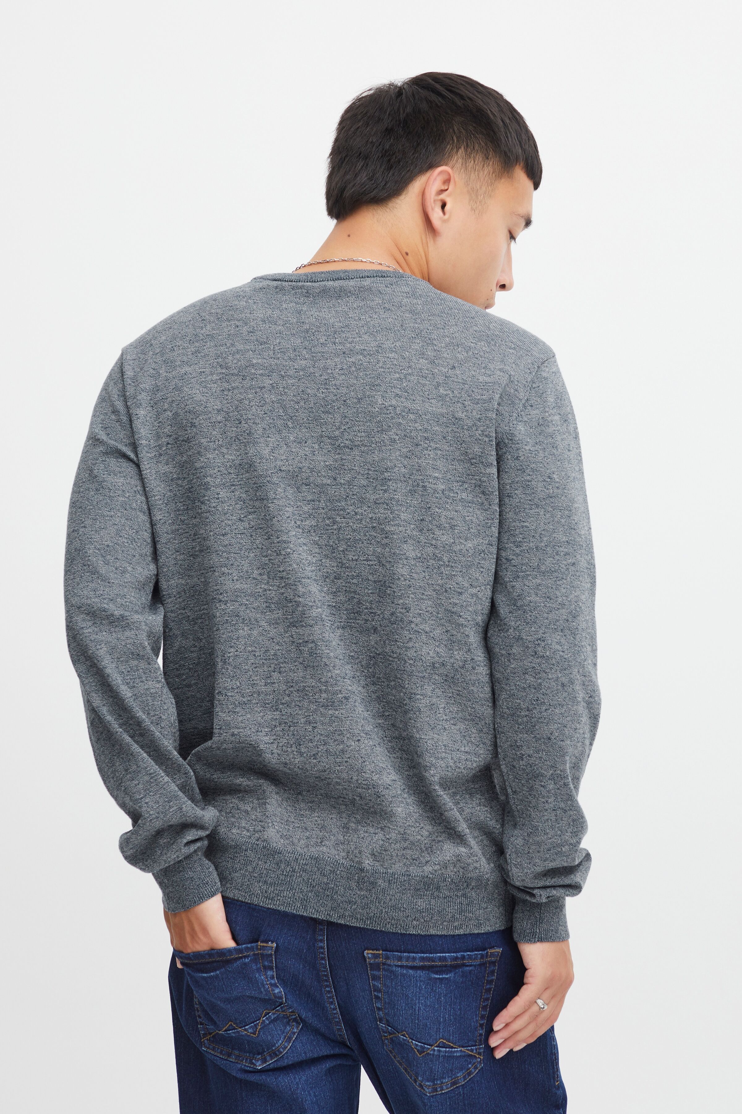Rundhalspullover BLEND "Pullover", Herren, Gr. S, blau (marineblaus), Strick, Obermaterial: 100% Polyester, unifarben, regular fit normal, Rundhals, Bündchen, Pullover Rundhalspullover, Kunstfaser marineblaus S