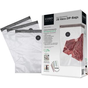 Caso Vakuumierbeutel 1294, Vacu ZIP-Bags, 26 x 35 cm, 150µm, für Lebensmittel, 20 Stück