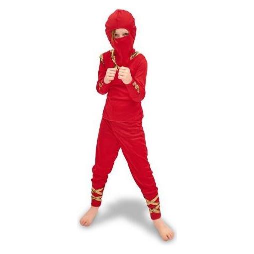 Partydeco Ninja-Kostüm, rot, Grösse 116-128 cm (116, 128) (52439964)