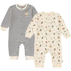 Bornino Lieblinge 2er-Pack Schlafoveralls Tiny Forest, blau | natur, 50