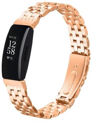 Everyday Crate Fitbit Inspire 2 Band Stainless Steel Five Bead Metal Watch Band For Fitbit Inspire 1 Inspire 2 rose Gold
