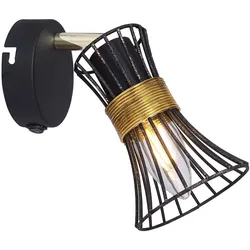 Wandlampe Wandleuchte Esszimmerlampe Spot verstellbar schwarz goldfarben, Metall, 1x E14 Fassung, BxH 9x15,5 cm