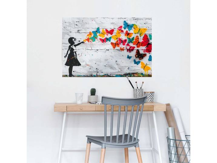 Affiche Butterfly Girl Papier Multicolore 61 x 92 x 0cm
