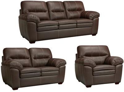 Hawkins Java Brown Italian Leather Sofa, Loveseat and Chair Set