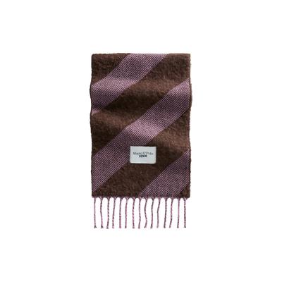 Wollschal MARC O'POLO DENIM "mit diagonalen Streifen", Damen, braun (schwarz lila), Obermaterial: 85% Schurwolle, 8% Polyamid, 7% Alpaka, gemustert, Modetücher