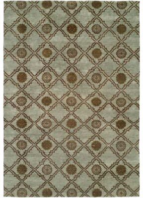 KALATY Transitional Blue Hand-Knotted Wool Area Rug