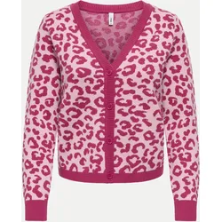 Strickjacke ONLLEO mit Leo-Print Rosa L