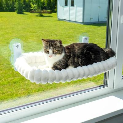 Inspired Finds Foldable Window Cat Hammock With Suction Cups For Sunbathing And Lounging white