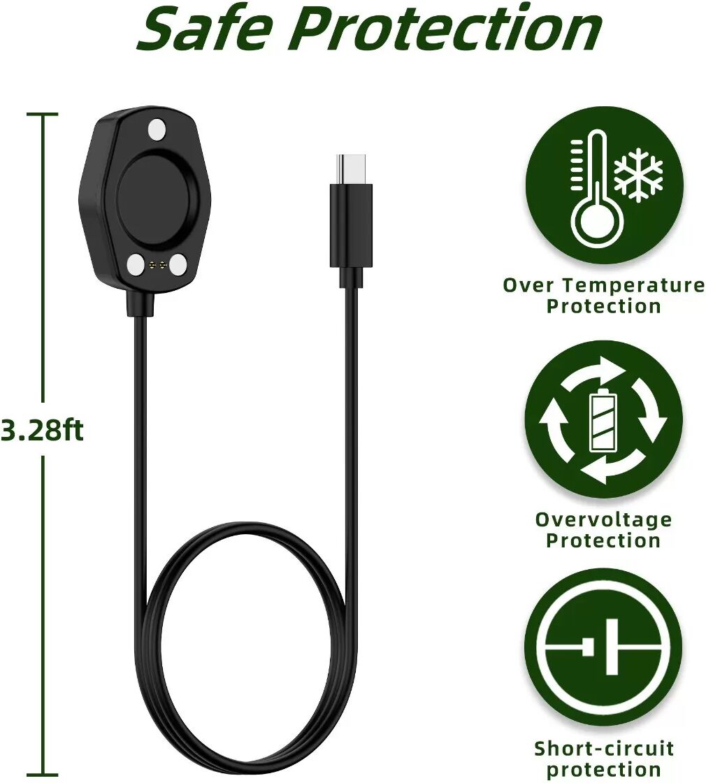 INF Magnetisches USB-C Ladekabel kompatibel mit Suunto Race2 Smartwatch – 100cm ABS+PET Schnellladekabel